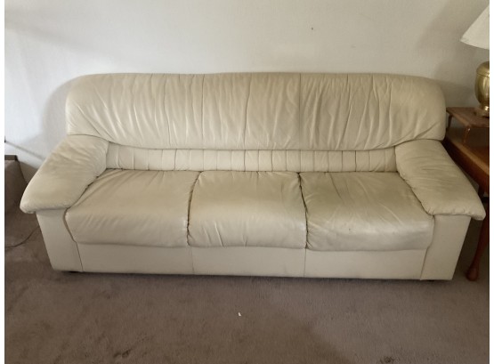 Leather Cream Colored Sofa
