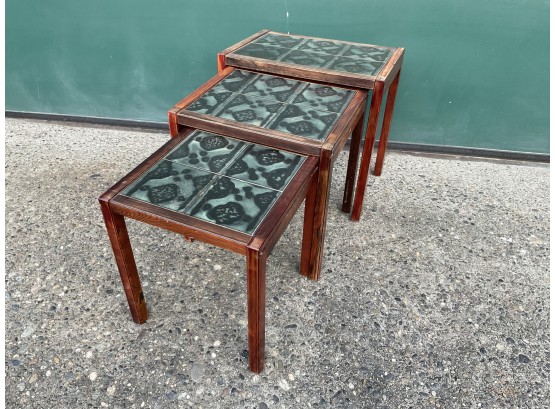 Mid Century Rosewood Tiled Nesting Tables Set X 3 Made In Denmark