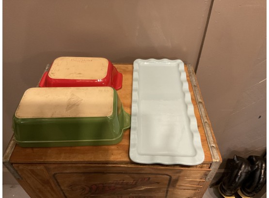 Set Of 3 Emile Henry France Baking Pans And Tray #799 #1004 #6103