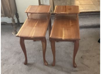 Pair Of Handmade Cedar Glossy Finish End  Side Tables