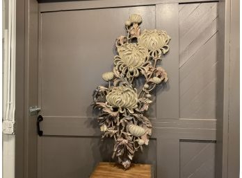 Mid Century Large Syroco Wood Gold Floral Wall Art Display 48' Tall