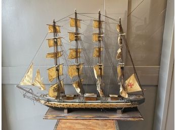 Large Vintage Rustic Ship Model Decor 45'