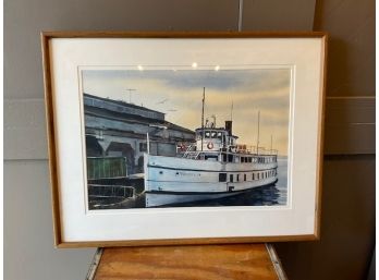 1982 J. Reeves Watercolor 'Virginia Boat' Framed