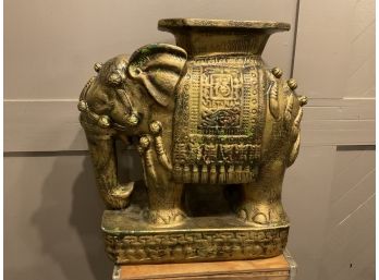 Vintage Chinese Elephant Gold Ceramic Garden Stool