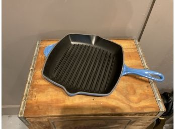 Le Creuset Made In France Blue Square Grill Cast Iron Pan 10'