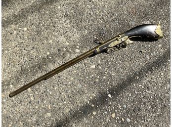 Vintage Faux Brass Decorator Musket Gun Replica Ornamental Wall Decor