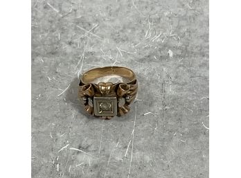 Victorian 18K 750 Marked Gold / Diamond Chip Ring Size 4  (#016)