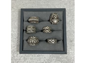 Lot Of 6 Sterling Silver Rings Scarab, Knots And Designed Size Small 4.5 To 5 (#031)