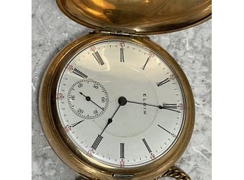 Antique Gold Plated Elgin Pocket Watch With Watch Fob Chain (#53)