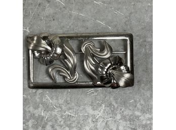 Vintage Sterling Silver Floral Brooch Pin