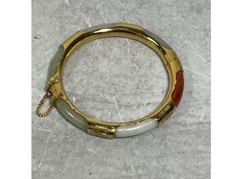 Chinese Gold Plated Various Colored Jade Bracelet Bangle (#074)