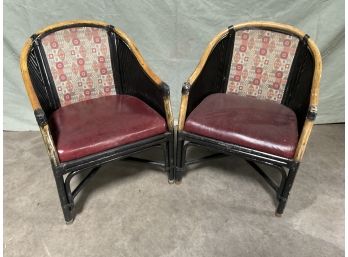 Pair (2) McGuire Style Bamboo Armchairs  (#0010)