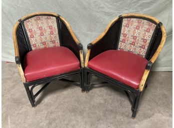 Pair (2) McGuire Style Bamboo Armchairs  (#0008)