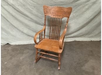 Antique Oak Carved Rocking Chair (#0099)