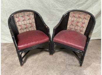 Pair (2) McGuire Style Bamboo Armchairs  (#0007)