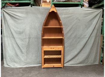 Hand Crafted Wooden Boat Bookshelf By Log Cabin Creations Closed Back/ Cupboard (#0047)