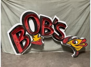 Large 'BOBS' Neon Fish Sign (#0041)