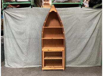 Hand Crafted Wooden Boat Bookshelf By Log Cabin Creations Closed Back/ Cupboard (#0045)