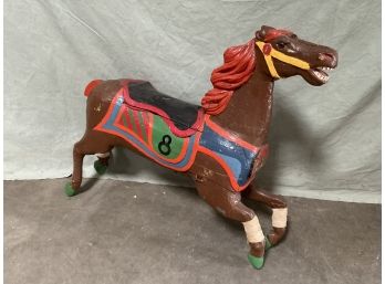Hand Painted Wooden Racing  #8 Carousel Horse For Display ( #0059)