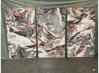 1980 Signed Triptych Abstract By C. Levent 'Le Jardin Des Pensees'  Eastlake Galleries