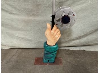 Oversized Fishing Hand,  Rod , Wheel Display Standing  Sculpture (#0085)