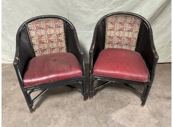 Pair (2) McGuire Style Bamboo Armchairs  (#0009)