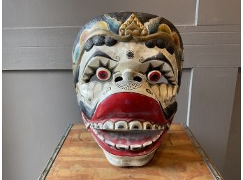 Hand Carved And Painted Bali Indonesian Wooden Mask (#036)