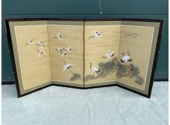 Japanese Folding Screen Cranes Birds (#079)