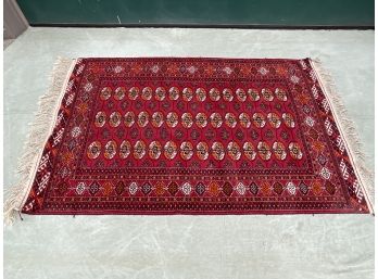 Antique Hand Knotted Area Rug Reds / Ovals 88 X 51 (#032)