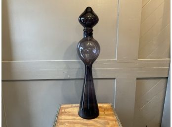 Purple Glass Blenko? Bottle W/ Stopper Floor Standing 30' (#043)