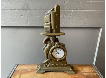 Vintage Style Figurative Brass Quartz Clock  ( #041)