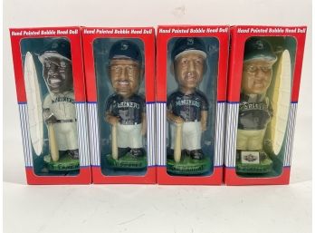 Lot Of (4) Hand Painted Bobble Heads Dolls Mariners Cameron, Buhner, Martinez (#127)