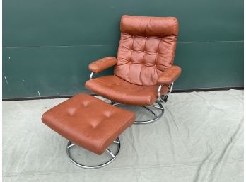 MCM Leather Ekornes Recliner Chair And Ottoman Norway