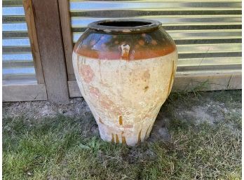 Garden Pottery Urn Planter Green / Brown Top / Clay