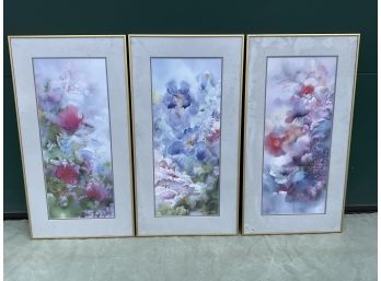 Allister Signed Triptych (3) Framed Watercolor (#080)