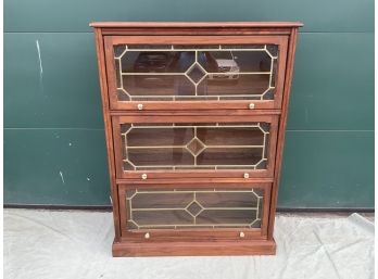 Lawyers Bookcase Solid Wood Leaded Glass Front (#027B)
