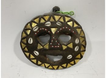 African Beaded  Brass And Shell Mask