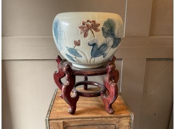 Chinese Planter With Stand / Signed (#022)