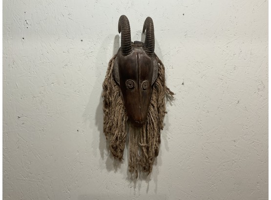 Hangable Wood African Goat Mask