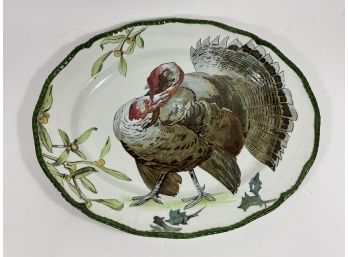Royal Doulton Porcelain Large Plate With Turkey, Holly, And Mistletoe Design, Made In England (#85)
