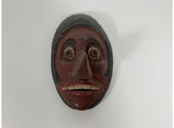 Hand Painted And Hand Carved Tribal Red Mask (#42)