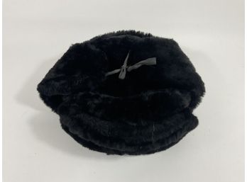 Russian Black Ushanka Faux Fur Hat, With Ear/chin Flaps That Can Be Tied (#69)