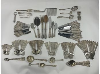 Kirk Stieff Repousse 123 Piece Sterling Silver Flatware Set, Approximately 99.54 Troy Ounces (#100)