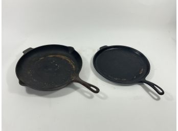 Cast Iron Skillet, Set Of Two, Le Creuset Pan Made In France (#121)