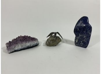 Gemstones, Set Of Three: Amethyst, Lapis Lazuli, Iron Pyrite (#51)