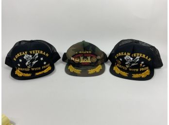 Korean Veteran Trucker Hats With Pins, Combat Engineer, Set Of Three (#55)