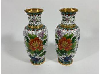 Chinese Cloisonne Vases, Matching Pair (#45)