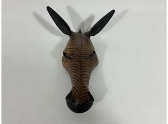 Hand Carved Wood African Zebra Mask (#43)
