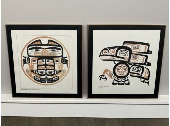 'Bear' And 'tlingit Raven' Framed Haida Lithographs, Set Of Two (#95)