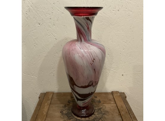 1995 Dan And Joi Lachaussee Signed Made Pink Art Glass Vase (#45)